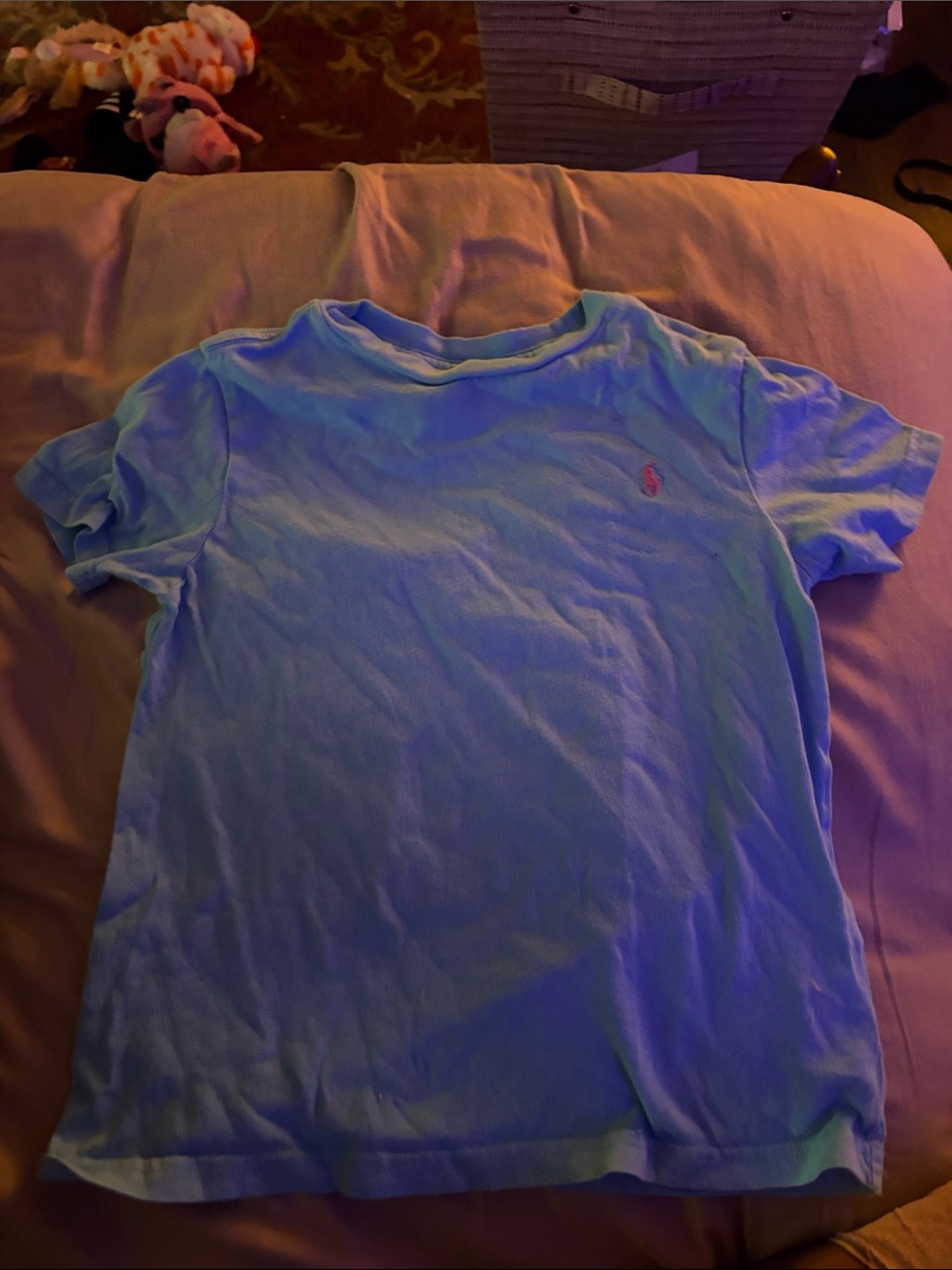 Polo by Ralph Lauren Light Blue Kids Short Sleeve Tee with Pink Pony